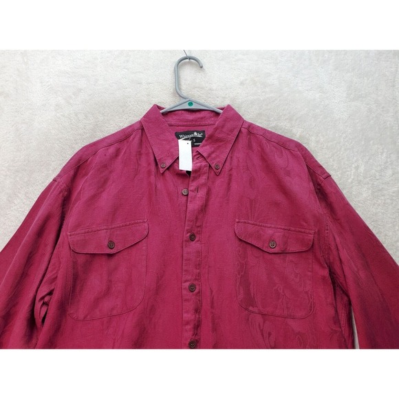 Whipper In Shirt Men's Small Burgundy Jacquard Long Sleeve Collared Button Down - Picture 4 of 8